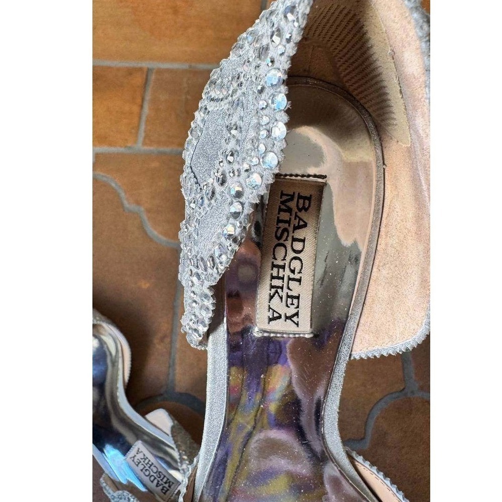 Badgley Mischka Ginny d'Orsay Pointed Toe Pumps Crystal Kitten Heel 8.5 Wedding - Picture 8 of 9
